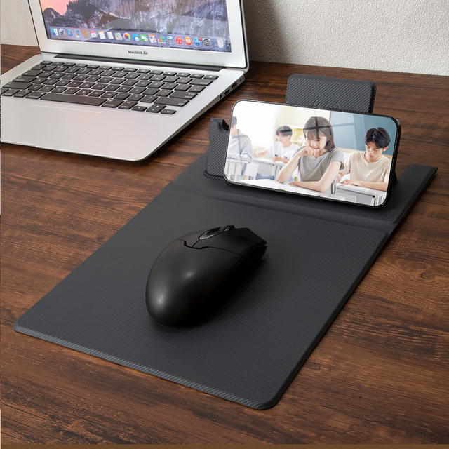 Wholesale Desk Leather Mouse Pad with Wireless Charger Pen Holder