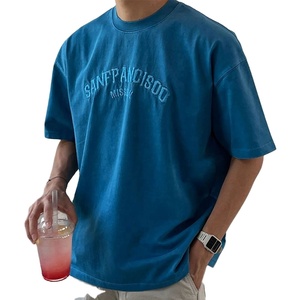 เสื้อยืดโอเวอร์ไซส์สำหรับผู้ชายผ้าฝ้าย100% แบบกำหนดเองรุ่นออกแบบได้ตามต้องการเสื้อผ้าแนวสตรีทพร้อมตัวอักษรปักลายผ้าถัก - Product Image 1