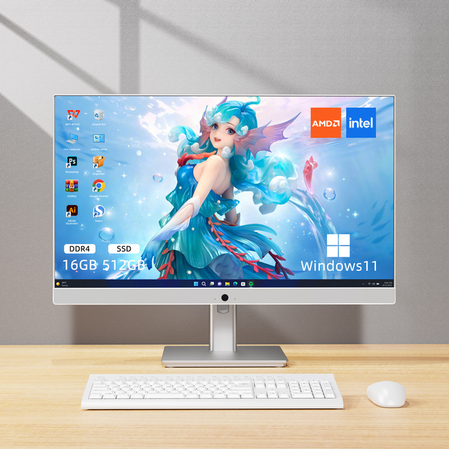 Widescreen 27 Inch LCD Anti-Blue Light All-in-One PC Intel Core I5 8400 8GB DDR4 RAM 256GB SSD Adjustable Base for Business Use