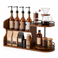 Estante Giratorio 360° de Madera Ecológica para Botellas de Licor, Organizador de Jarabes de Café, Estante de Vino para Encimera/Mesa, Tipo Lazy Susan