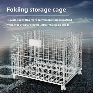 <span class=keywords><strong>Cage</strong></span> de conteneur en treillis métallique à roues à haute efficacité en entrepôt, <span class=keywords><strong>Cage</strong></span> de stockage en treillis d'acier galvanisé pliable et empilable - Product Image 4