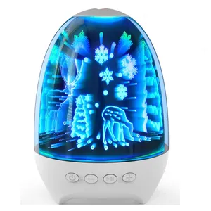 For kids New Portable Wireless Mini Speaker with FM Radio Christmas Gift 3D glass LED Night Lamp light