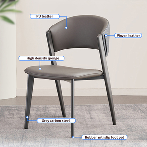 Ensemble de chaises de salle à manger contemporaines, dossier en tissu bicolore, design ergonomique incurvé, structure en métal robuste, décoration intérieure - Product Image 5