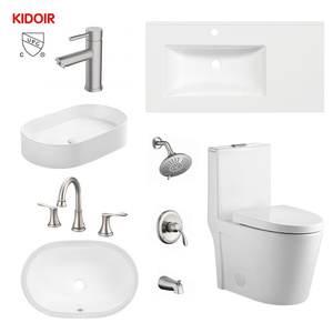 Moderno Set Sanitario Completo <span class=keywords><strong>per</strong></span> il Nord America con <span class=keywords><strong>Doccia</strong></span>, Rubinetteria, WC Monoblocco in Ceramica e Lavabo Sottopiano <span class=keywords><strong>per</strong></span> il Bagno - Product Image 1