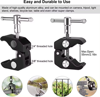 Bras articulé magique en aluminium réglable de 11 pouces avec filetage 1/4\" 3/8\" pour moniteur de terrain/caméra d'action/lumière d'appoint