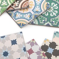 Azulejos de Pared de Cerámica Mate Antideslizantes Mediterráneos de 20x20 Hechos a Medida con Patrones Geométricos para Baños Interiores