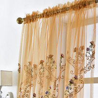 Voilage classique européen en polyester brodé de fleurs et de vigne, à motif vertical, filtrant la lumière, pour salon et chambre à coucher