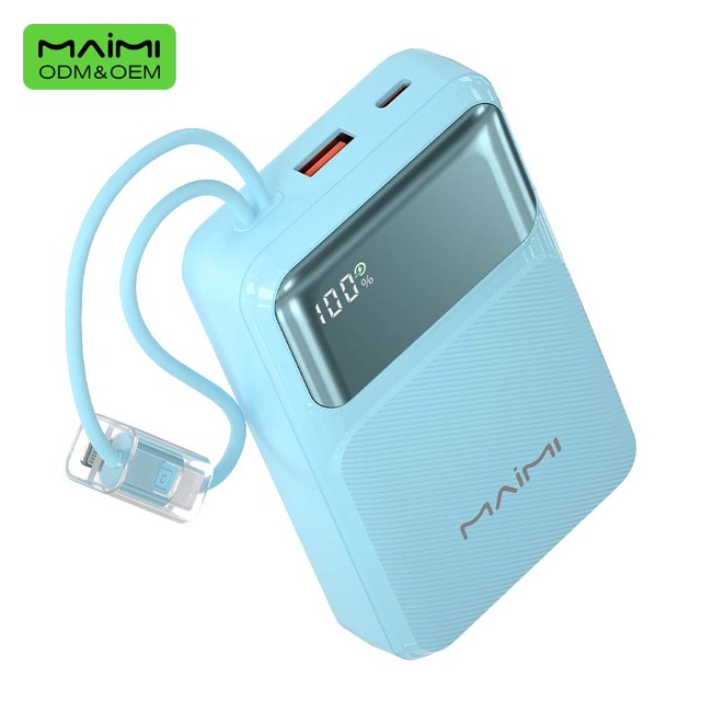 Wholesale 22.5W Fast Charging Power Bank 20000mah PD USB C External Battery Pack with 2 Integrated Cables Support Full Protocol