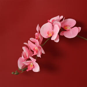 Flor Artificial de Phalaenopsis a <span class=keywords><strong>Precio</strong></span> Económico, Decoración de Flores Artificiales, 8 Orquídeas Mariposa de Terciopelo Color Durazno - Product Image 5