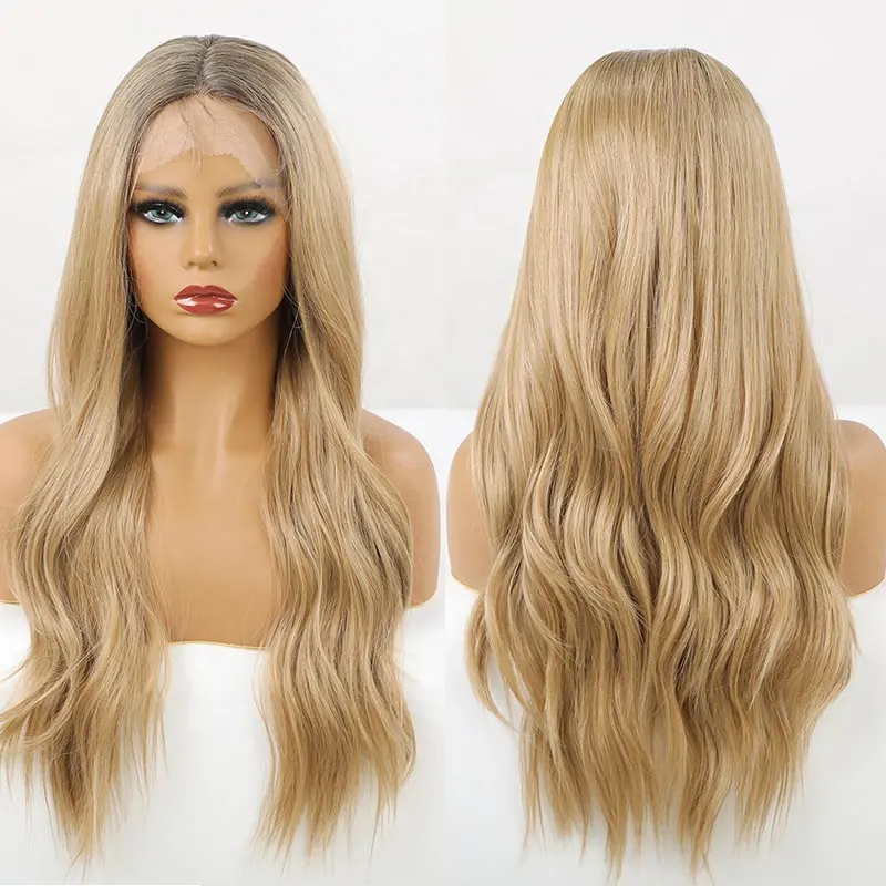 synthetic hair Wholesale Long Straight Blonde Heat Resistant Fiber Wigs Lace Front Synthetic Cosplay Wig For Women synthetic wig