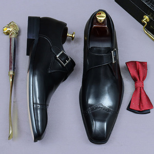 New style snap-button business formal leather shoes for men, genuine cowhide, Korean-style trendy leather, English-style men's s - Product Image 5