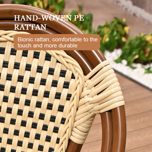 Sedie da Giardino Impilabili in Stile Francese in Vimini e Rattan per Esterni, Arredamento per Caffè, Taverna, Casa Vacanze, Ristorante, Bistrot - Product Image 6