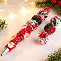 Perles décoratives de Noël bicolores rouge et vert, à trou droit, perles lâches pour DIY, stylos perlés, chaînes de téléphone, porte-clés, breloques de sac, fournitures