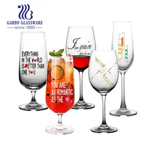 Real Golden Decal And Gold Rim Crystal Champagne Glass Dishwasher And Food Contact Safe EU Standard Red And White Wine Glass Cup