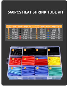 580 قطعة طقم أنابيب حرارية قابلة للانكماش بنسبة 2:1، 6 ألوان و11 حجمًا متنوعًا، أنابيب تغليف للكابلات والأسلاك للمشاريع اليدوية - Product Image 3
