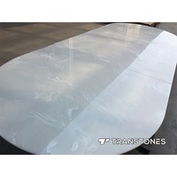 Panneau de Faux Marbre de Décoration Murale Rétro-Éclairé pour Colonne d'Éclairage Comptoir en Quartz Onyx Artificiel Blanc Translucide