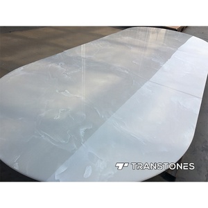 Backlit Tính năng tường trang trí nội thất Faux đá cẩm thạch Bảng điều chỉnh cho ánh sáng cột mờ Trắng Nhân Tạo Onyx Thạch Anh Countertop - Product Image 4