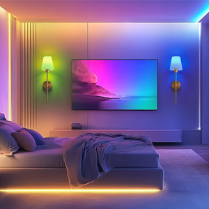 โคมไฟติดผนังแบบไร้สายสำหรับห้องนั่งเล่น สีทอง RGB ปรับความสว่างได้ ใช้แบตเตอรี่ พร้อมรีโมทคอนโทรล ชาร์จไฟได้ - Product Image 2