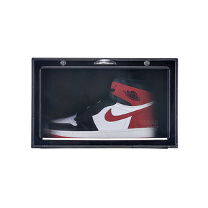 Wholesale Magnetic Transparent Plastic Stackable Organizer Sneaker Clear Side Drop Storage Plastic Shoe Box
