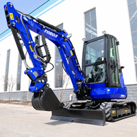 Mini-excavatrice de 3,5 tonnes avec cabine fermée, attache rapide hydraulique, certifiée EURO5 CE, petite pelle pour usage agricole et de jardin en UE
