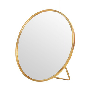 Espejo de mesa de hierro con marco dorado para maquillaje de lujo, espejo de maquillaje redondo de escritorio, espejo vertical Simple - Product Image 2