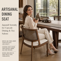 Chaise de salle à manger en bois massif de style nordique Wabi-Sabi avec design à tenons et mortaises, mobilier de maison pour hôtels et restaurants, dossier décontracté
