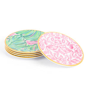 Piatto Rotondo Personalizzato in Fibra di Bambù Melaminica con Decalcomania a Stampa Integrale e Bordi Dorati, Perfetto per Mescolare, Servire o Conservare - Product Image 2