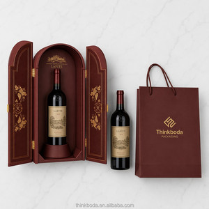 Coffret à <span class=keywords><strong>vin</strong></span> de luxe à double porte cintrée, design à toit bombé, estampage doré complexe, base sur pied personnalisée, étui à spiritueux - Product Image 2