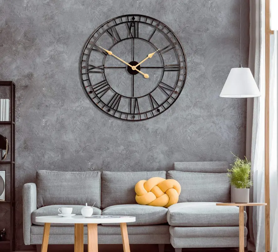 40cm 60cm 80cm Black Metal Skeleton Roman Numeral Wall Clock Decor Decoration Wall Clock Wall Clock Spot