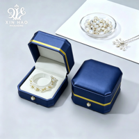 Boîte à bijoux octogonale avec doublure en velours et design élégant pour bagues, bracelets et colliers