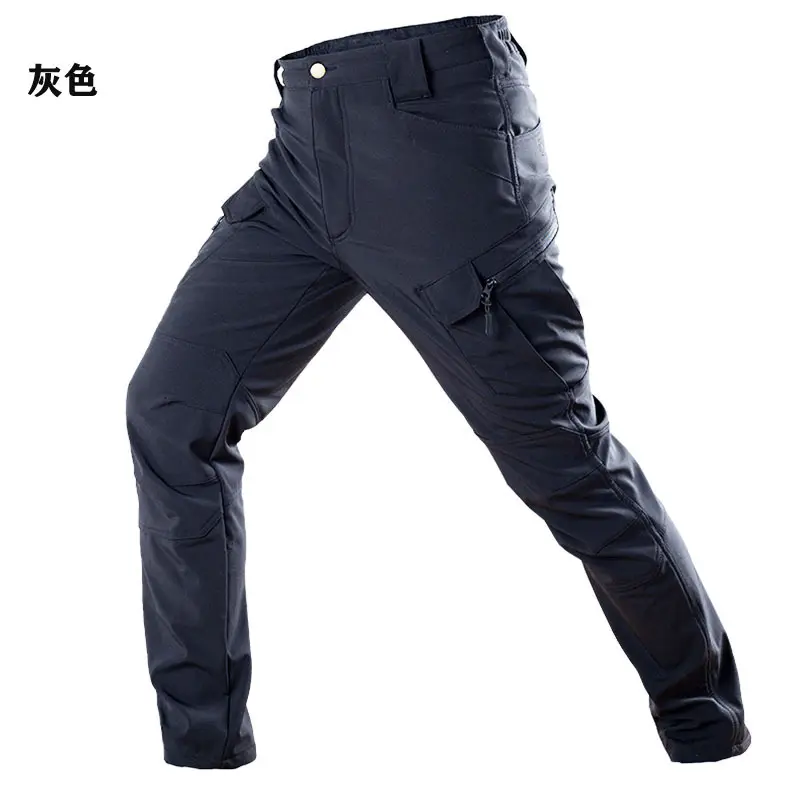 Men's Waterproof Tactical Jacket Pants Winter Warm Fleece Combat Pants Safety Clothing