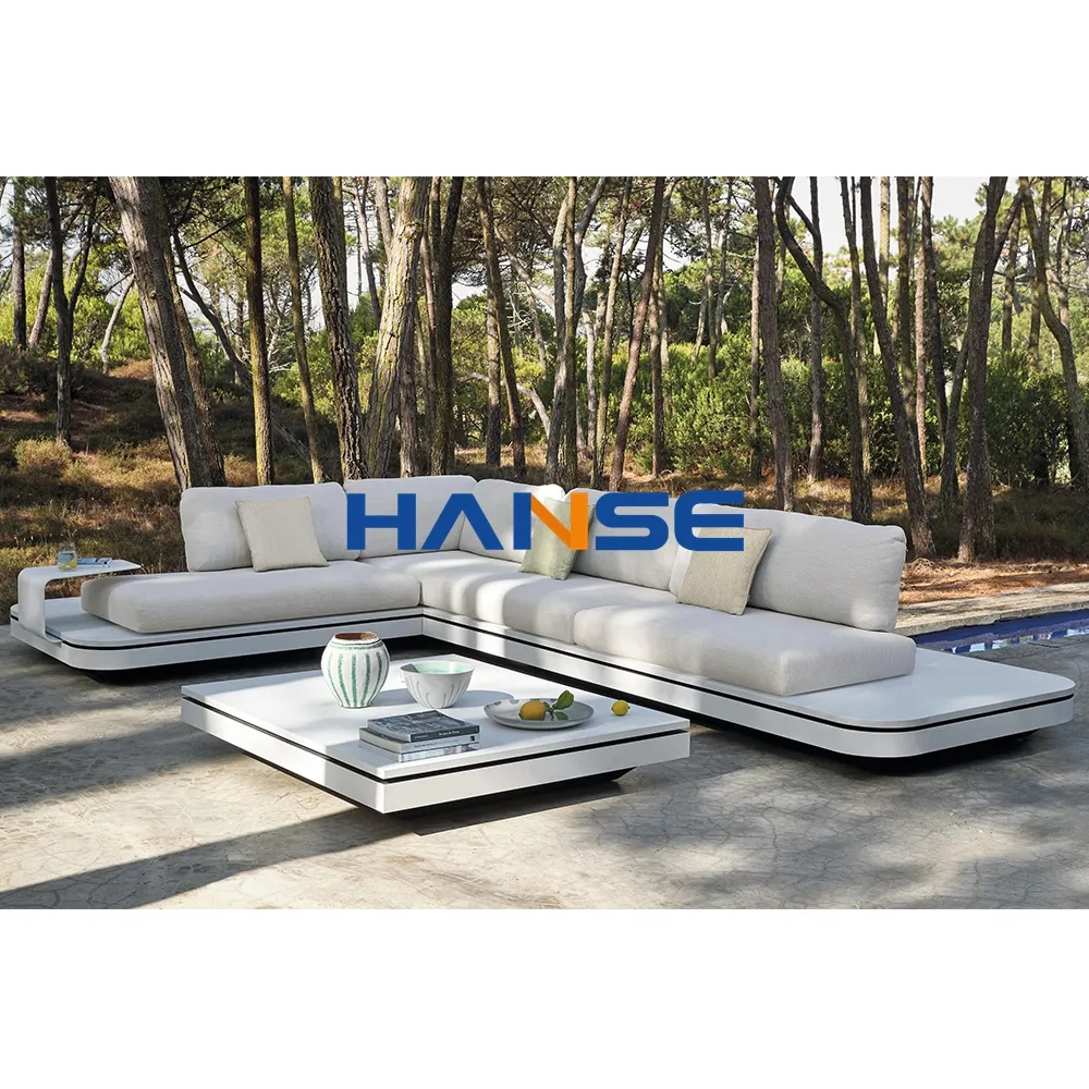 Canapés et sectionnels d'extérieur de haute qualité mobilier de maison de plage ensemble de jardin canapé d'extérieur en métal d'angle en aluminium