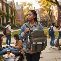 Sac à dos gris clair vert à blocs de couleur avec logo personnalisé tissé, résistant à l'eau, en tissu Oxford, fermeture éclair, 20-36L, pour garçons, étudiants, activités de plein air