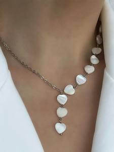 Collar de Acero Inoxidable con Colgante de Corazón y Perla de Agua Dulce de Estilo Playero Veraniego para Mujer con Cadena de Eslabones Regalo para Mujer - Product Image 6