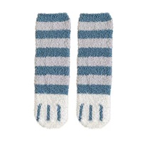 Chaussettes d'hiver en polaire corail pour femme, mi-mollet, épaisses, rayées, tricotées, motif patte de chat, nouvelle collection