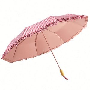 Folding for Women Close Compact Grid Sun Protection Lightweight Wind-Resistant Travel Umbrella Promotion Gift - Product Image 3