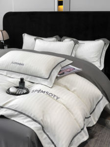 Elegante serie Caroline King Queen Set quattro pezzi sito web per lo Shopping 300TC nuovo broccato di cotone Jacquard in seta lavata morbida - Product Image 6