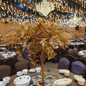 J01 Vente en gros à bas prix de plantes artificielles dorées, roses dorées, décorations florales, fleurs en vrac pour mariage, fête, événement - Product Image 1