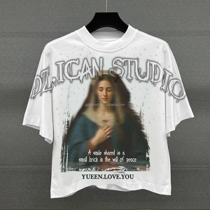 T-shirt unisexe streetwear 100 % coton, coupe oversize, imprimé graphique personnalisé, épaules tombantes, haute qualité, pour homme - Product Image 1