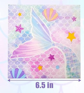 Ensemble de vaisselle jetable sur le thème de la sirène DAMAI, vaisselle de fête d'anniversaire pour filles, décorations de table - Product Image 6