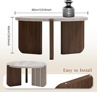 Ensemble de 3 tables basses rondes, ensemble de tables basses rondes en marbre moderne pour le bureau, le salon, l'appartement, les petits espaces