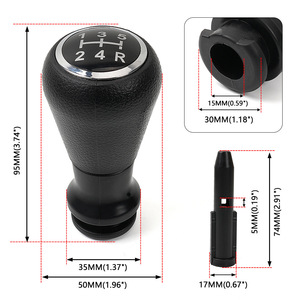 Pommeau de levier de vitesse de voiture, 5 vitesses, en cuir ergonomique, pour Peugeot 206 207 307 Citroën - Product Image 1