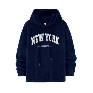 Sudadera con Capucha de Forro Polar Sherpa para Hombre, Corte Regular, Color Sólido, Estilo Universitario para Otoño e Invierno - Product Image 1