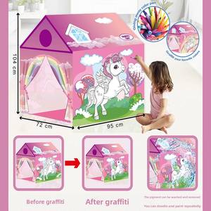 MILI DIY Art Craft Coloring Interior Lavable Reciclar Carpa <span class=keywords><strong>Dibujo</strong></span> Dinosaurio Unicornio Doodle Graffiti Play Tent para chico - Product Image 3