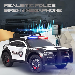 Voiture de <span class=keywords><strong>police</strong></span> électrique télécommandée 12V unisexe pour enfants de 3 à 12 ans, jouet à roulettes en plastique avec roues à batterie - Product Image 2