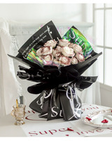 Papier d'emballage rond pour bouquets DIY en carton duplex PE enduit imperméable, motif Super Love You, vente en gros