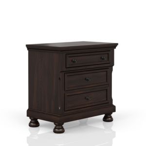 โต๊ะข้างเตียงสีดำเชอร์รี่ ตู้เก็บของสองลิ้นชัก เฟอร์นิเจอร์ห้องนอน - Product Image 4