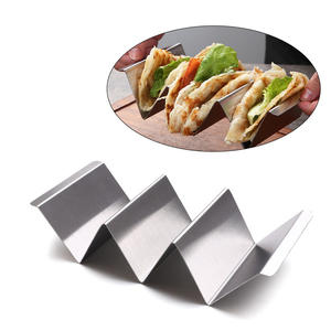 Porte-taco en acier inoxydable du Mexique, support de <span class=keywords><strong>plaque</strong></span>, forme ondulée, passe au lave-vaisselle, ensemble de 4 plateaux, support de cuisson pour taco, plateau de camion - Product Image 1