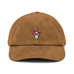 Casquettes de baseball ajustées à 6 panneaux en velours côtelé pelucheux, style rétro et nouvelle mode, avec broderie personnalisée motif champignon - Product Image 2