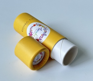 Tubo de papel Kraft amarillo de 10ml hecho a mano, contenedor de desodorante de loción de lápiz labial ecológico reciclable, embalaje de desaparición personalizado - Product Image 2